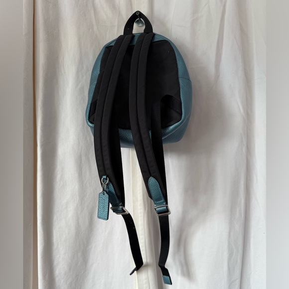 Auth COACH Mini Charlie Backpack in Pebble Leather Metallic Light Blue With COA - Picture 5 of 15